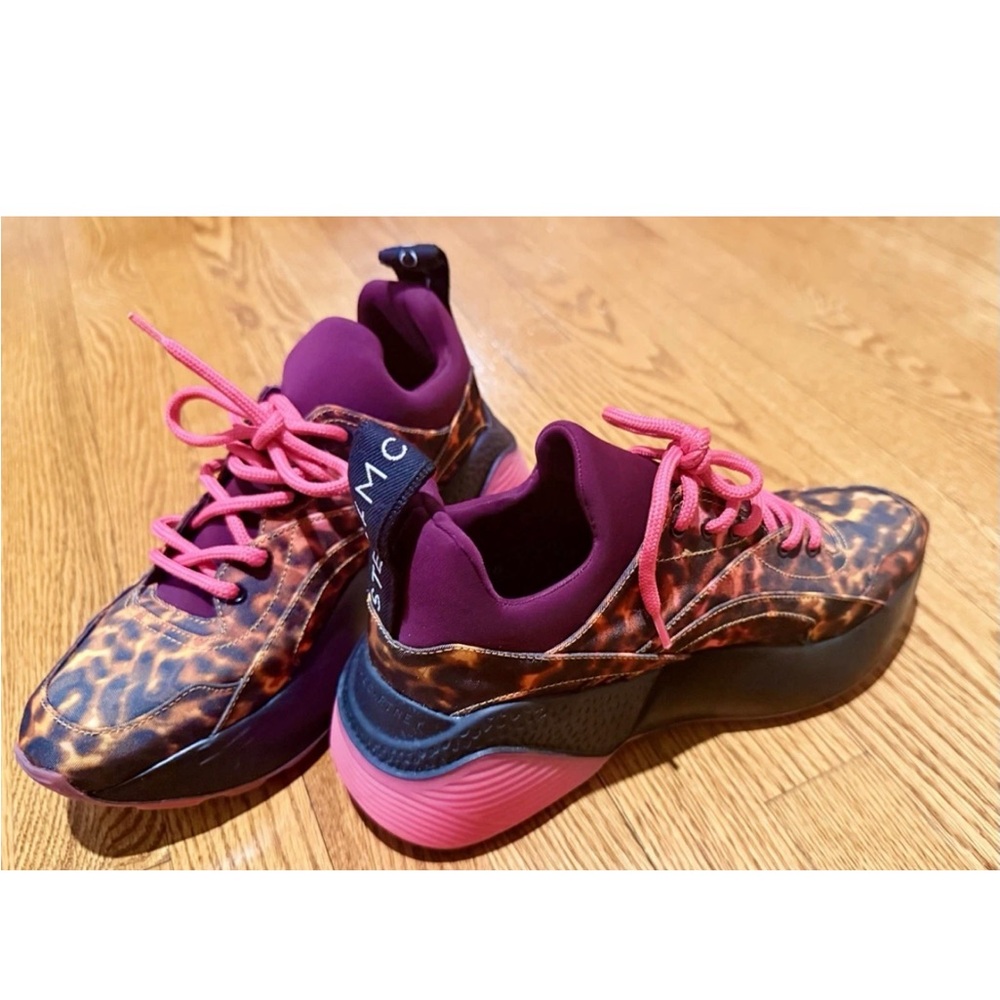 NWOT- Stella McCartney Leopard Hot Pink Sneakers with Chunky Sole, Sz 36